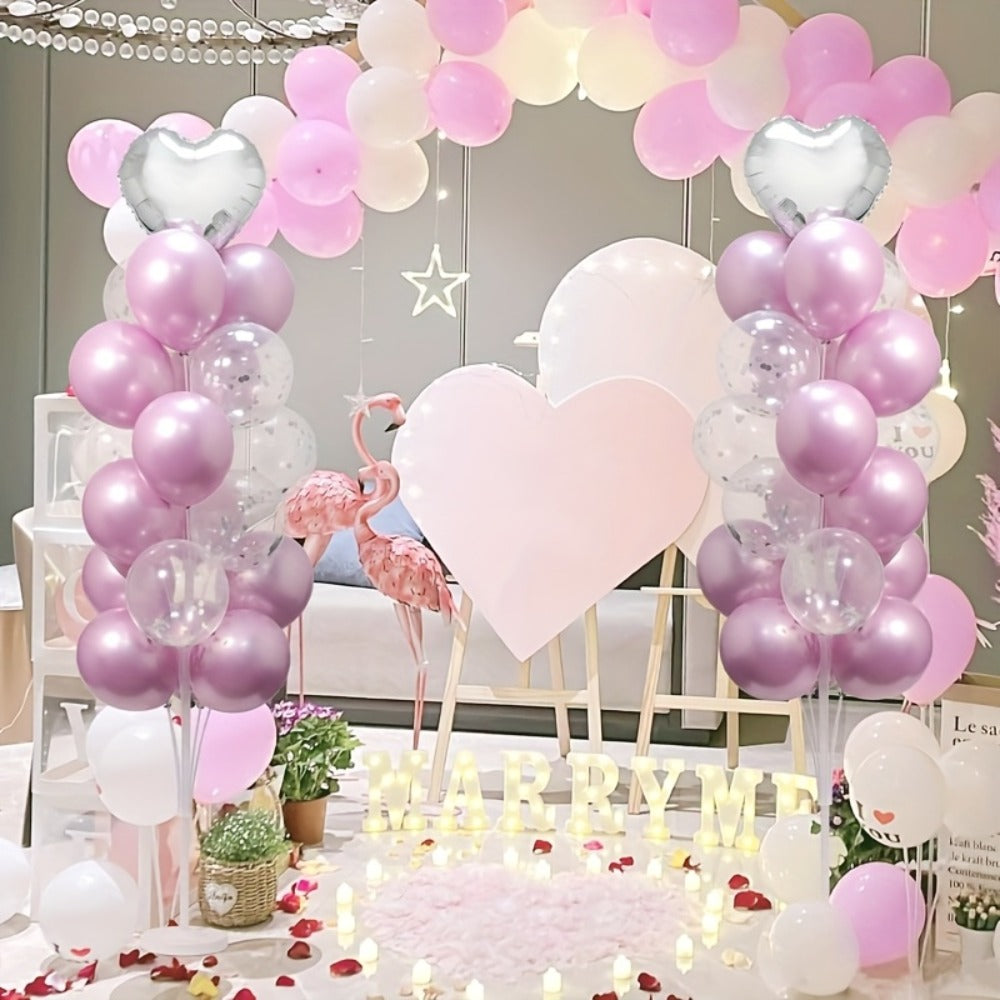 Balloon Stand Kit 63-Inch with Base | 19-Balloon Arch Holder for Birthday, Wedding, Graduation & Christmas Party Centerpiece - Sturdy PP Pole, Table & Floor Use, Easy Assembly, Durable Reusable 2pcs