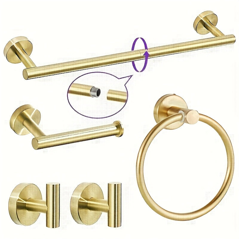 5-Piece Bathroom Hardware Set SUS304 Stainless Steel 24¡± Towel Bar Towel Ring Toilet Paper Holder Robe Hooks Black Silver Gold