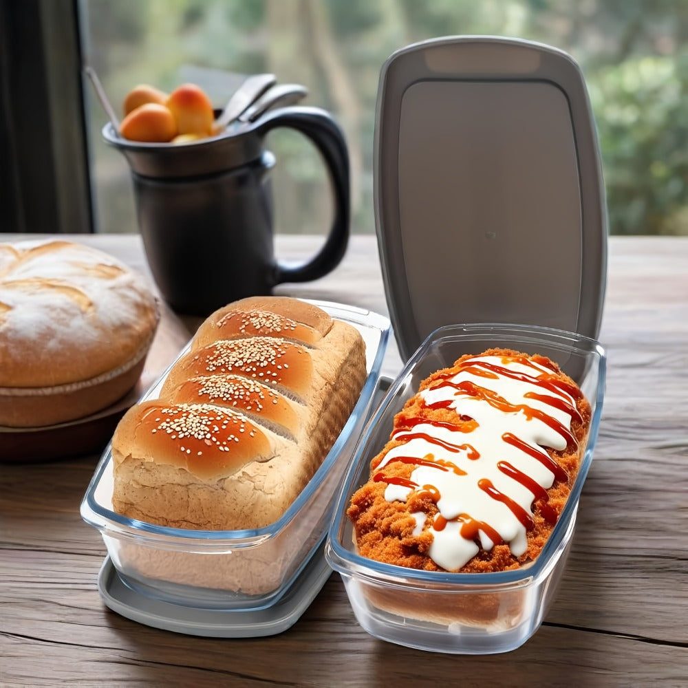 Glass Loaf Pan Set with Lids, 4pcs Stackable 1.9 QT Bread Baking Dish with Airtight Lid, Oven Microwave Dishwasher Safe Glass Food Storage Container for Bread, Cake, Meal Prep
