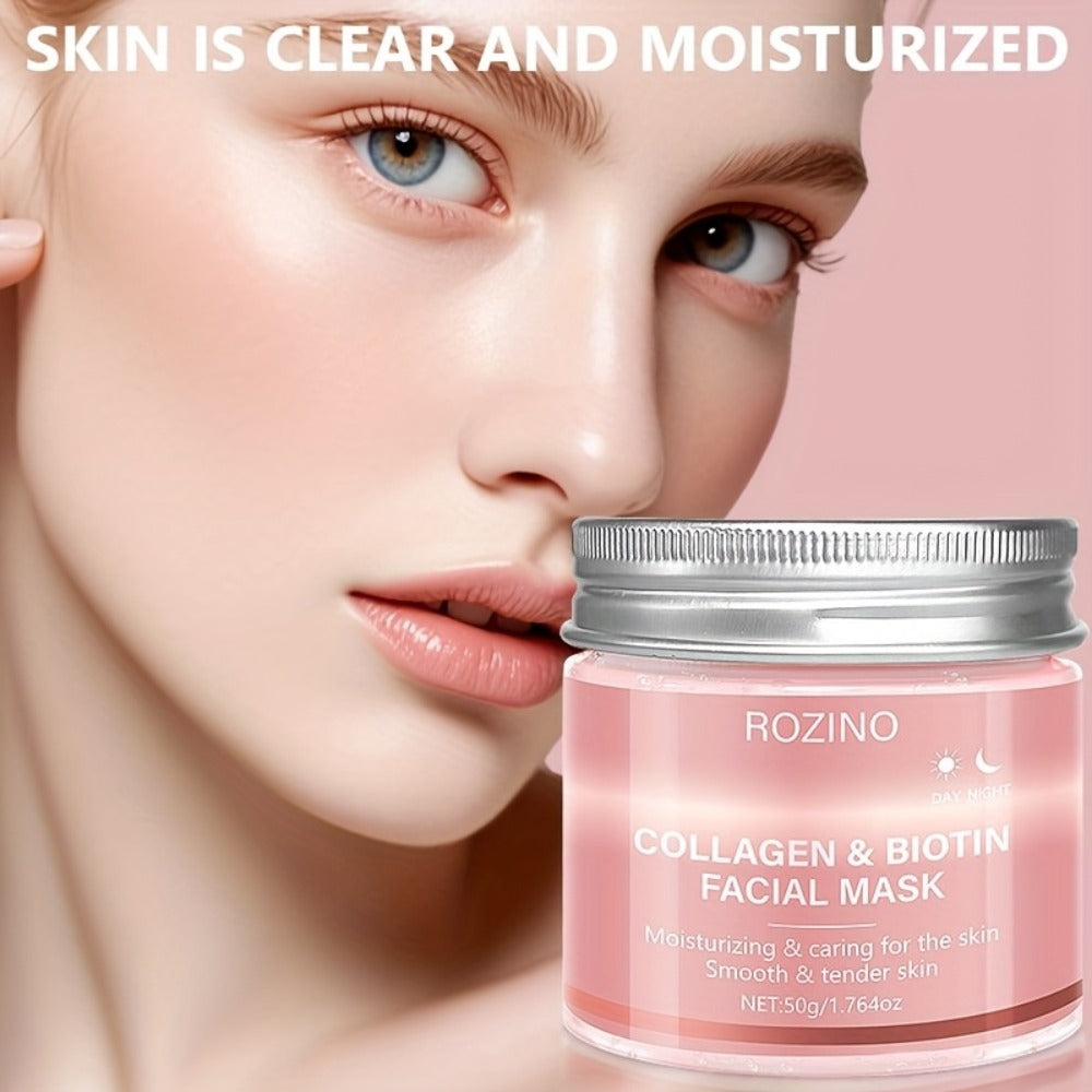Biotin Collagen Face Mask 50g, Hydrating Anti-Aging Skin Firming Mask, Day & Night Brightening Treatment, Smooths Wrinkles & Plumps Skin for Youthful Radiant Complexion ¨C Ideal Skincare Gift for Women