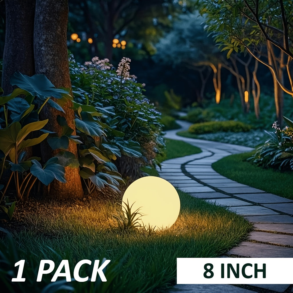 Solar Globe Lights Outdoor 8 Inch RGB Color Changing 16 Colors Remote Control Waterproof Garden Ball Light for Patio Yard Lawn Pool Pathway Party Decor