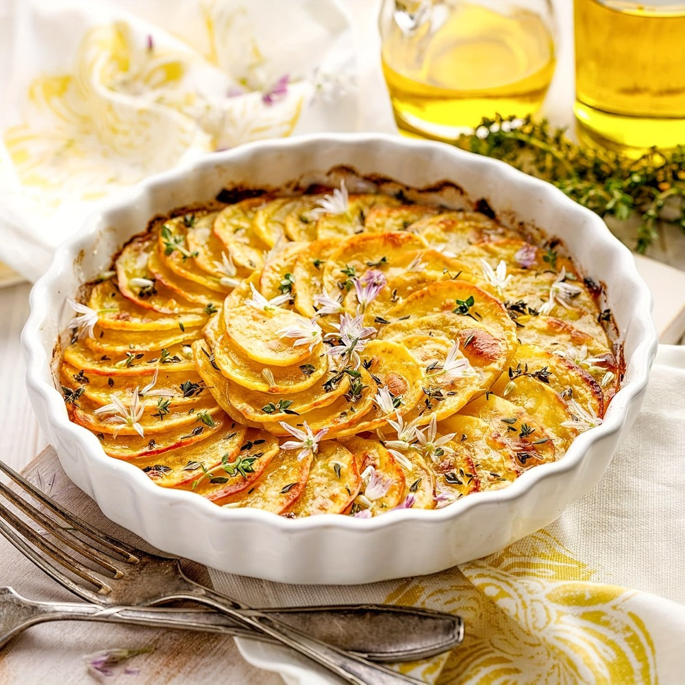 Ceramic Quiche Pan Set of 2, 9.5 Inch Fluted Tart Dish for Oven Baking, Non-Stick Pie Dish for Quiche Lorraine, Chicken Pot Pie, Tart, Flan
