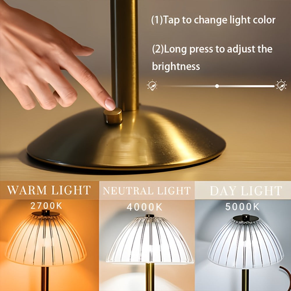 LED Retro Metal Table Lamp for Bedroom, Nordic Bedside Night Light with USB Charging, Warm Atmosphere Desk Lamp for Living Room Reading
