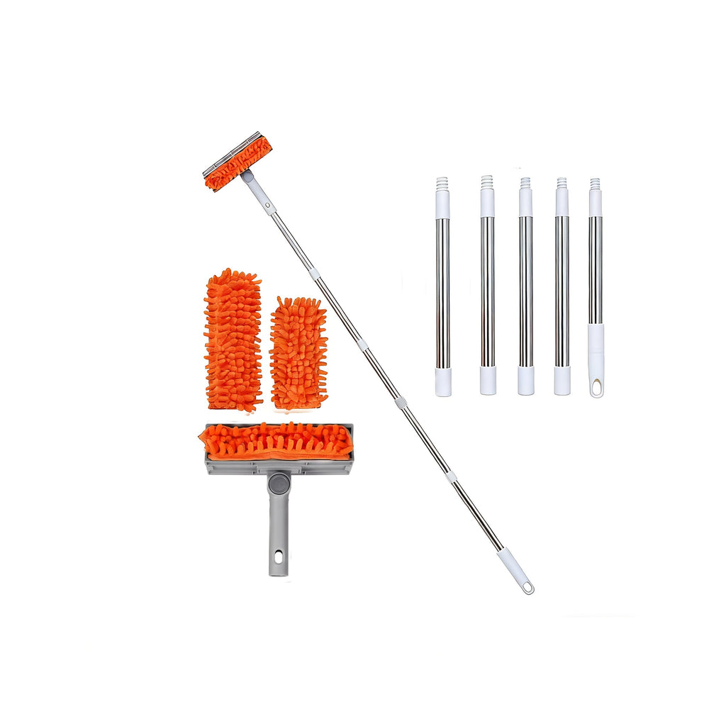 Ceiling Fan Duster 63 Inch Extendable Long Handle Reusable Chenille Microfiber Mop Head Ceiling Fan Blade Cleaner for Dusting Fan Blades Baseboard Wall Floor High Reach Cleaning Tool 6 Feet