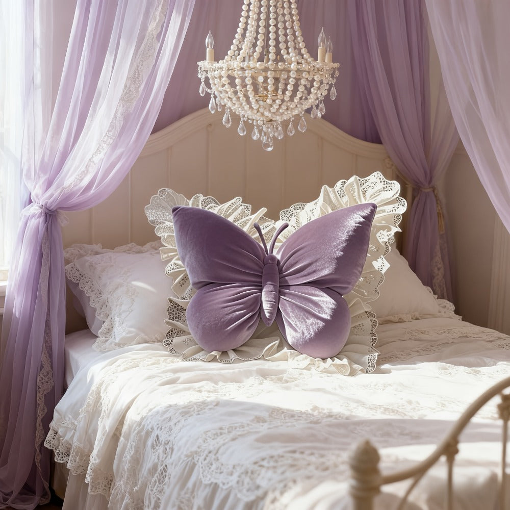 Butterfly Shaped Throw Pillow 3D Bow Decorative Cute Accent Pillow for Bed Sofa Couch Velvet Soft Polyester Fill Whimsical Home Decor Gift Multiple Colors 40x28cm