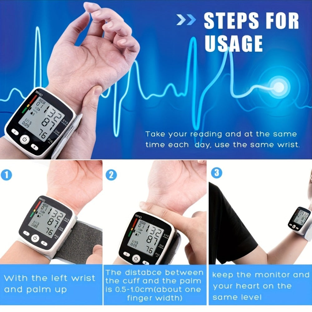 Wrist Blood Pressure Monitor - Digital BP Monitor Rechargeable with 2¡Á99 Memory, Large LCD Display, Voice Broadcast & Portable Case for Home & Travel Use (Black / White / BP188W)