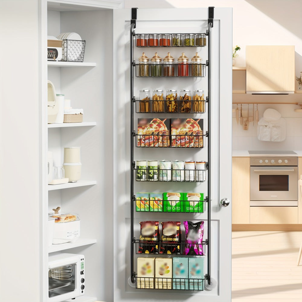 Over-the-Door Metal Organizer Rack 6 & 8 Tier ¨C Pantry Storage, Spice Rack, Kitchen Cabinet Organizer, Holds Up to 80 Lbs