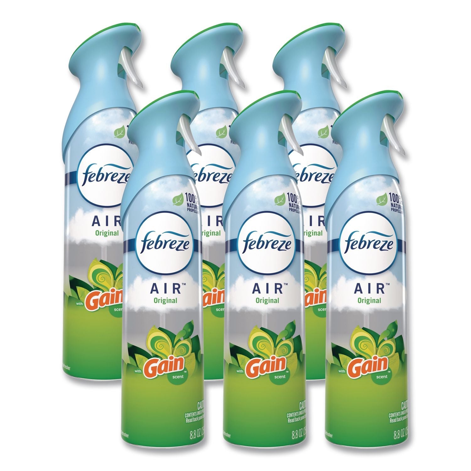 Febreze AIR Gain Original Air Freshener Spray 8.8oz 6-Pack Carton ¨C Odor Eliminator, 100% Natural Propellant