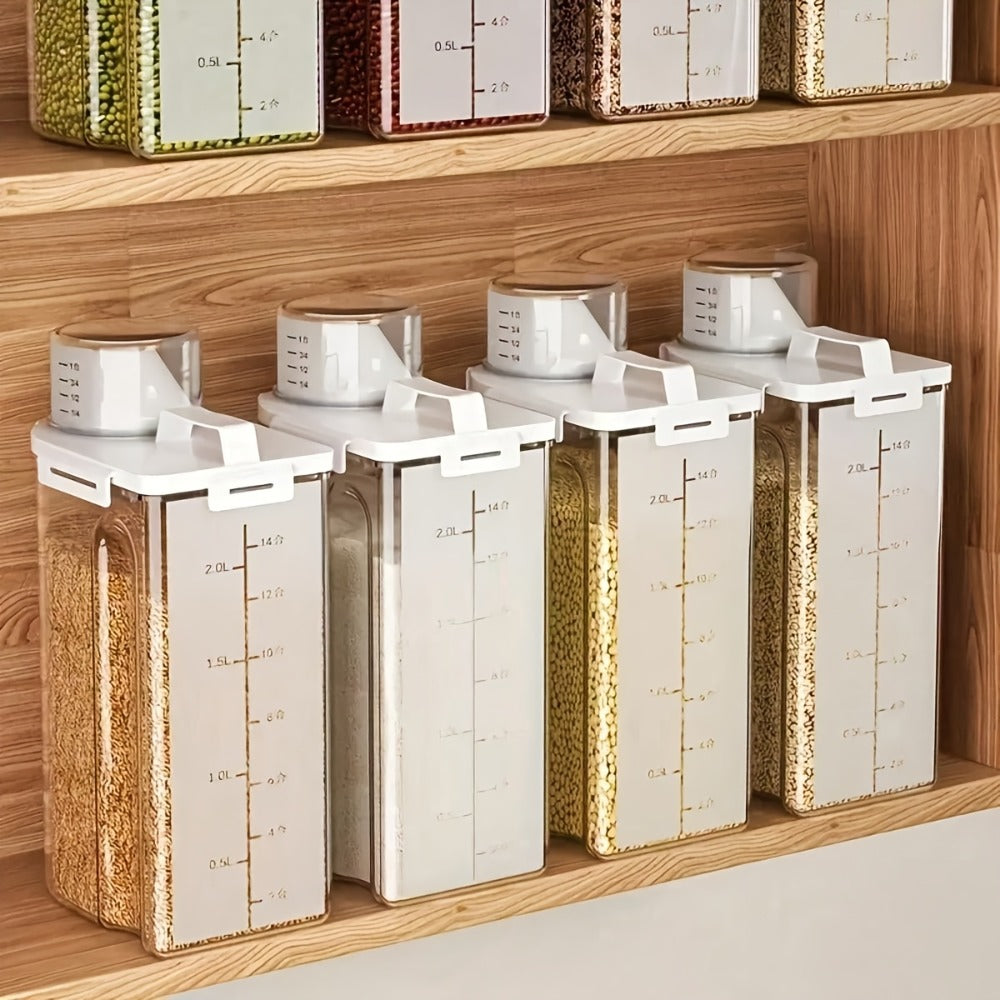 Airtight Food Storage Containers 4-Pack 3L/102oz BPA-Free Plastic Clip-Lock Lid Square Kitchen Pantry Organizer for Rice Flour Cereal Nuts Grain