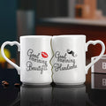 Kissing Couple Ceramic Mug Set 2pcs - Love Coffee Mug Anniversary Wedding Valentine Gift 360ml