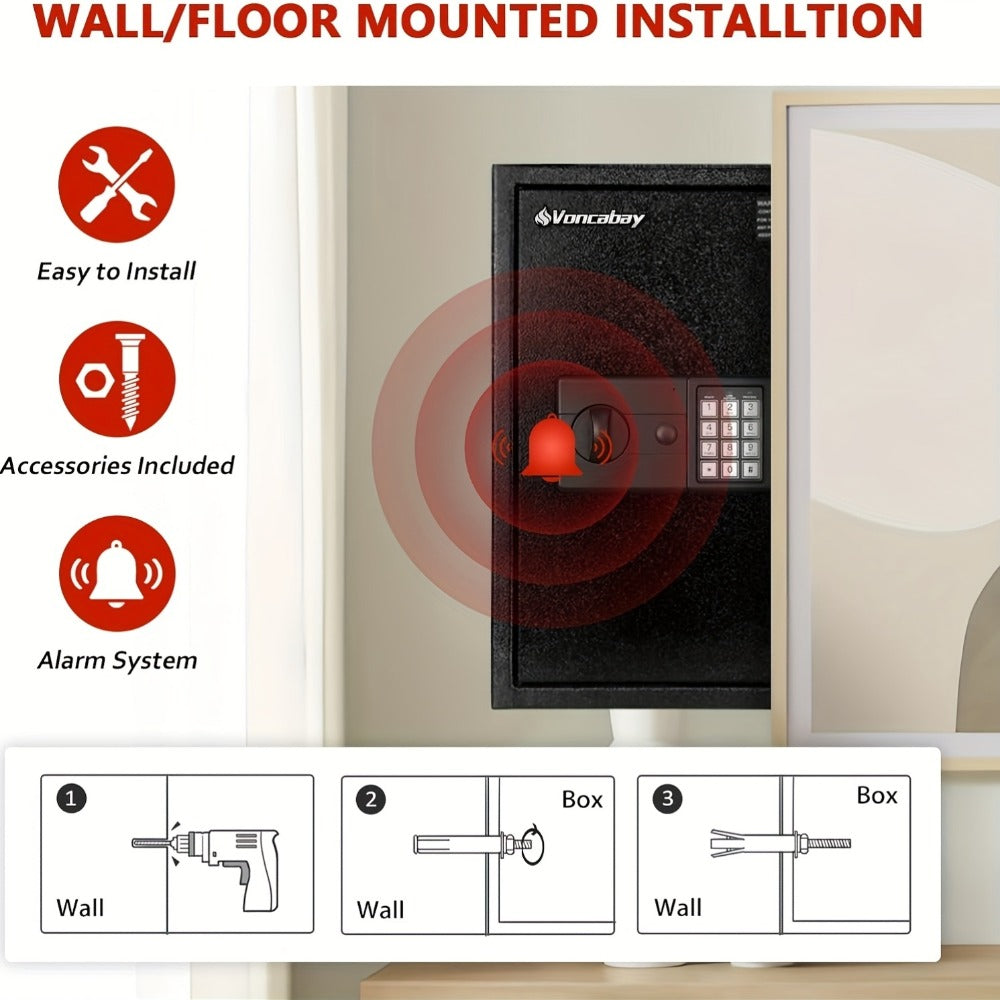Home Security Safe Box with Sensor Light & Fireproof Bag ¨C Digital Keypad Lock Box with Backup Keys for Cash, Jewelry & Valuables ¨C Wall, Floor & Closet Mountable Safe (Multiple Sizes & Colors)