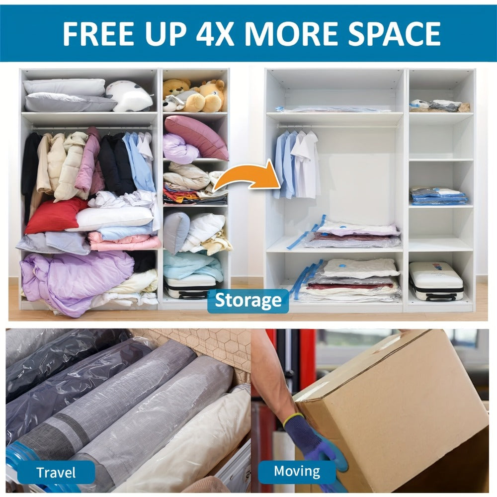 Vacuum Storage Bags Space Saver Bags for Clothes Comforters Bedding Travel Luggage ¨C Extra Thick Jumbo Seal Bags 4pcs 8pcs 10pcs 12pcs 20pcs 30pcs