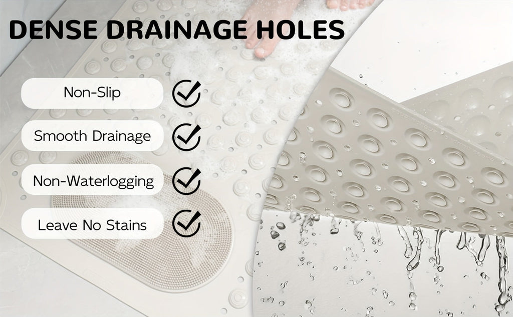 Non-Slip Bath Mat with Massage Texture Extra Large Shower Tub Mat Anti-Slip Bathtub Mat