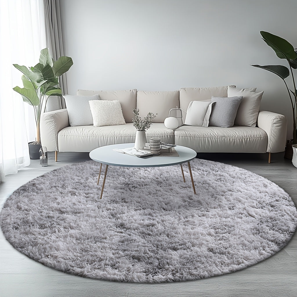 Round Shaggy Plush Rug ¨C Soft Fluffy Circular Carpet for Bedroom & Living Room, Easy Clean