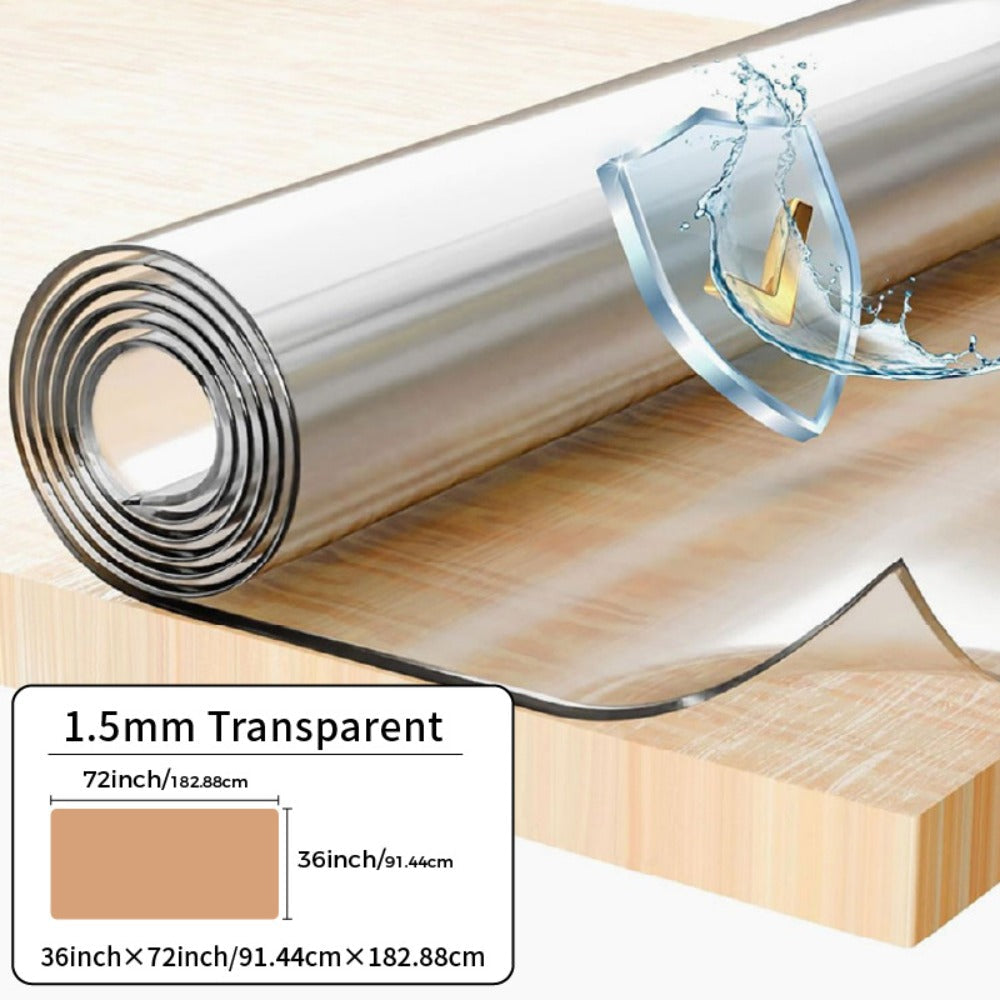 Clear PVC Tablecloth Table Protector 1.5mm Thick Transparent Table Cover Heat Resistant Scratch Resistant Waterproof Desk Mat for Dining Table Home Office Restaurant Coffee Table Multiple Sizes