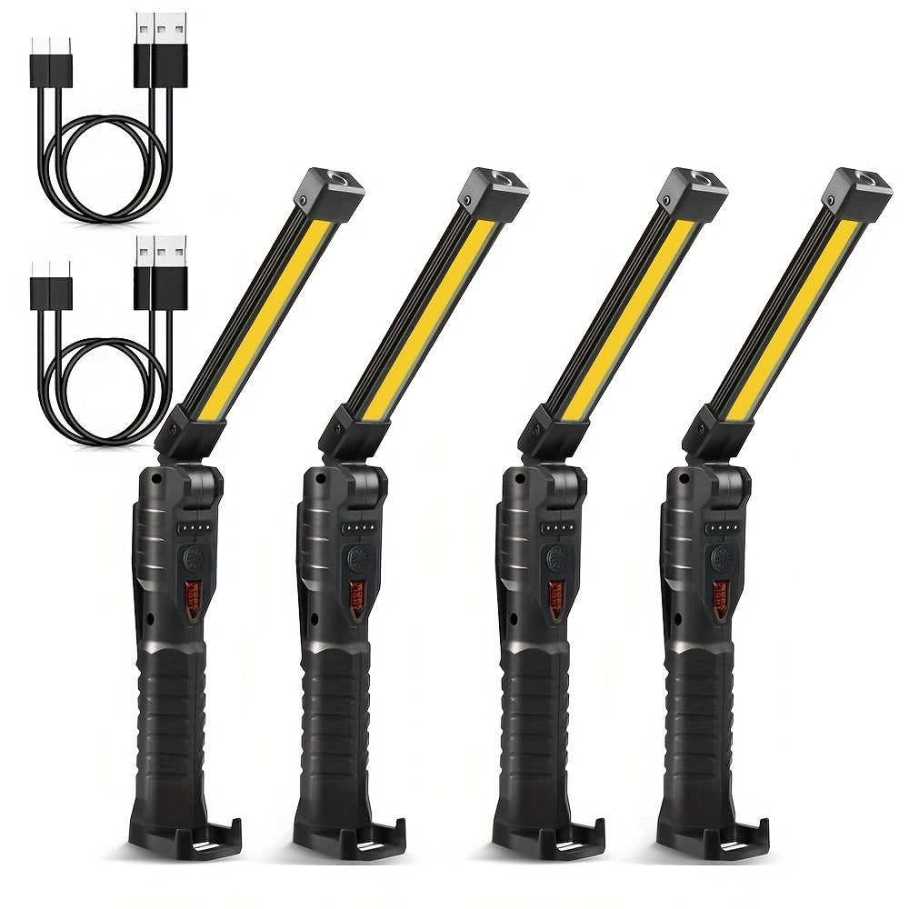 COB LED Work Light Magnetic Base Rechargeable USB 20000 Lumens 7 Modes 180¡ã Rotation Portable Hanging Flashlight with Built-in Battery Power Bank Function for Workshop Garage Car Repair 1/2/4 Pack
