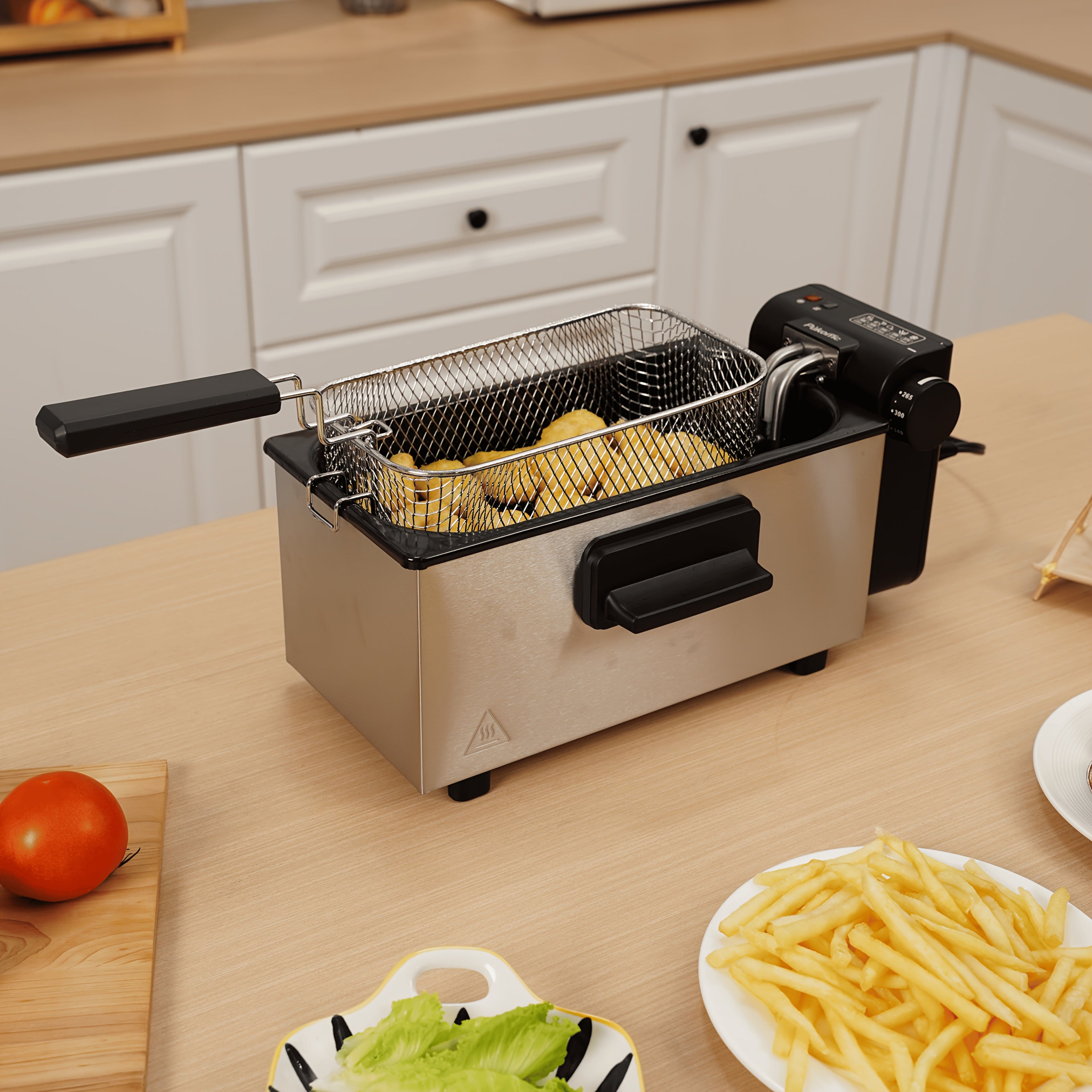 Electric Deep Fryer Stainless Steel Basket 1.5L to 6L ¨C Adjustable Temperature Foldable Handle Transparent Window Anti-Splash Lid | Dishwasher Safe Easy Clean | Home Family Dinner Party Kitchen