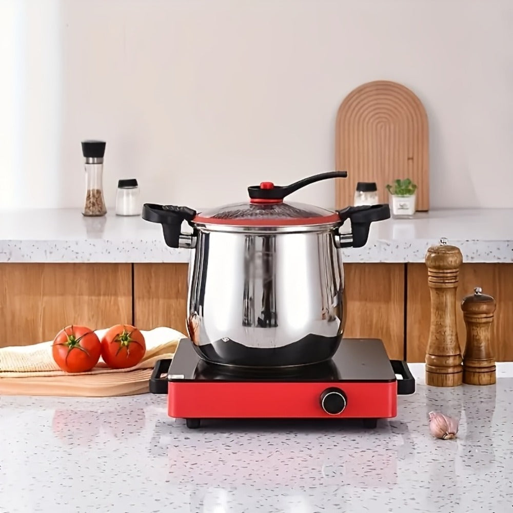Stainless Steel Quick Cooking Pot with Lid Large Capacity ¨C Food-Grade Non-Stick Scratch-Resistant Saucepan | Induction & Gas Stove Compatible Stew Soup Pot Even Heating Kitchen Cookware