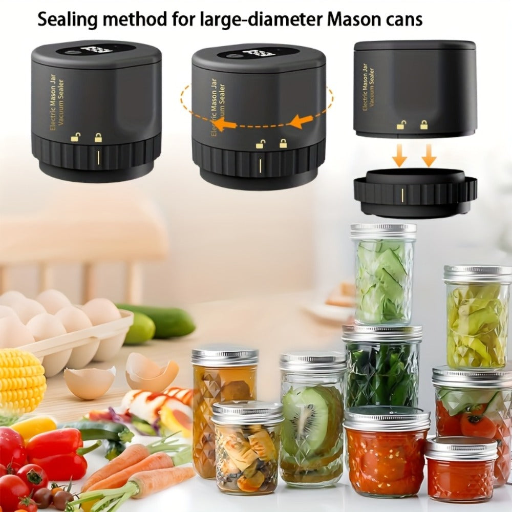 Electric Mason Jar Vacuum Sealer Kit with Sealing Lids Wide Mouth Regular Mouth Compatible Automatic Food Preservation Vacuum Sealing System
