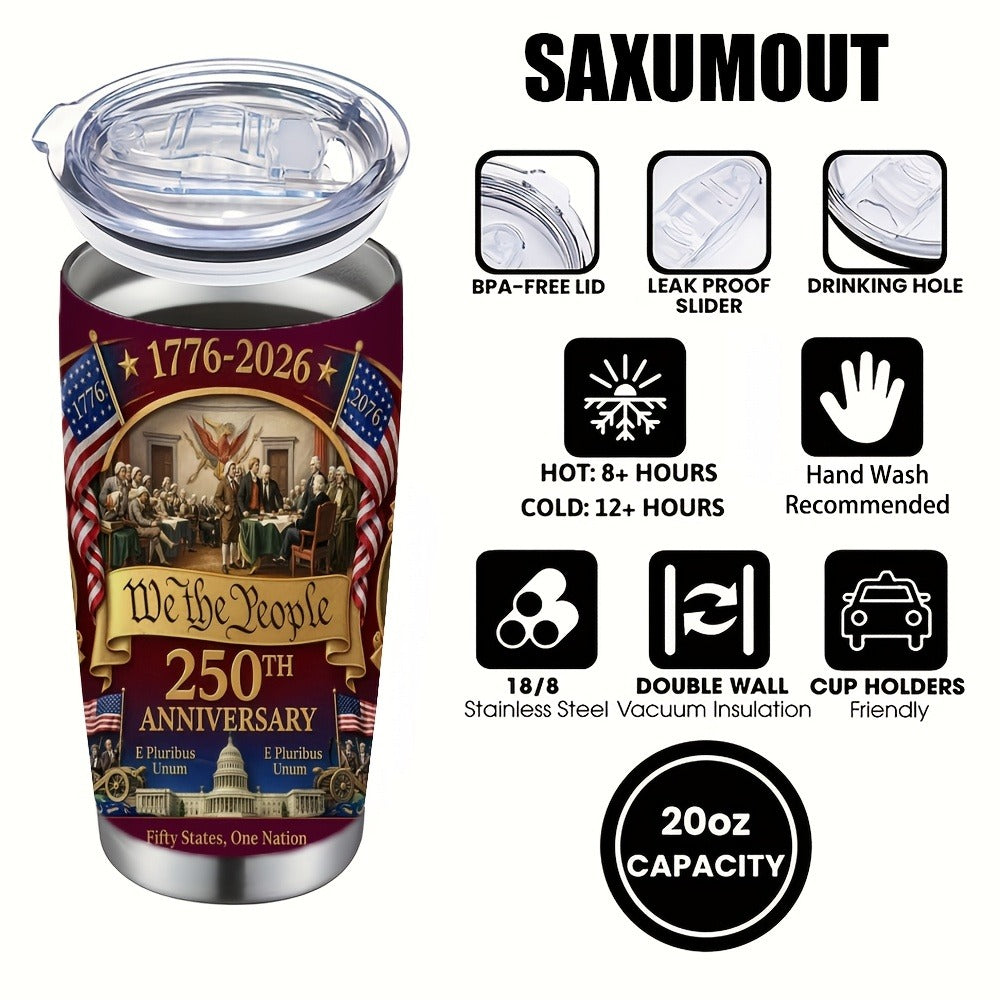 Travel Tumbler 20oz 250th Anniversary Whiskey Bottle Design Stainless Steel Insulated Cup with Lid & Straw Hot Cold Drinks Gift for Men Collectors Father's Day