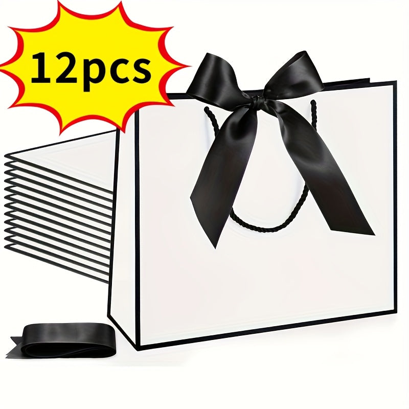 Gift Bags with Handles for Party Favors - Butterfly Ribbon Thank You Bags Wedding Baby Shower Birthday Bridesmaid Housewarming Autumn Celebration Elegant Packaging 12 24 36pcs
