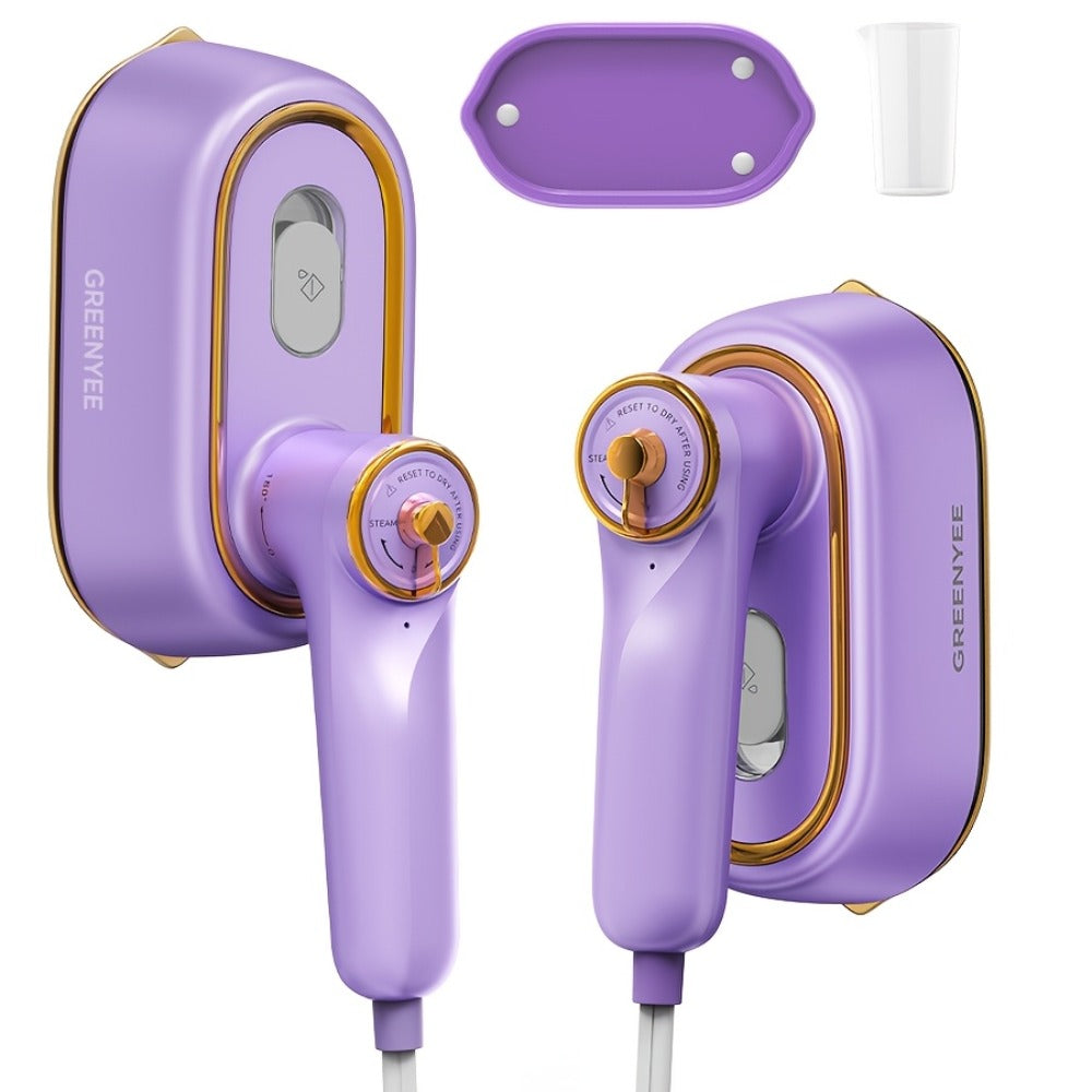 Mini Travel Steamer 2-in-1 Dry Steam Iron Foldable 180 Degree Handle 15-Second Heat 85ml Leak-Proof Tank ETL Certified for All Fabrics Home Travel Purple Black