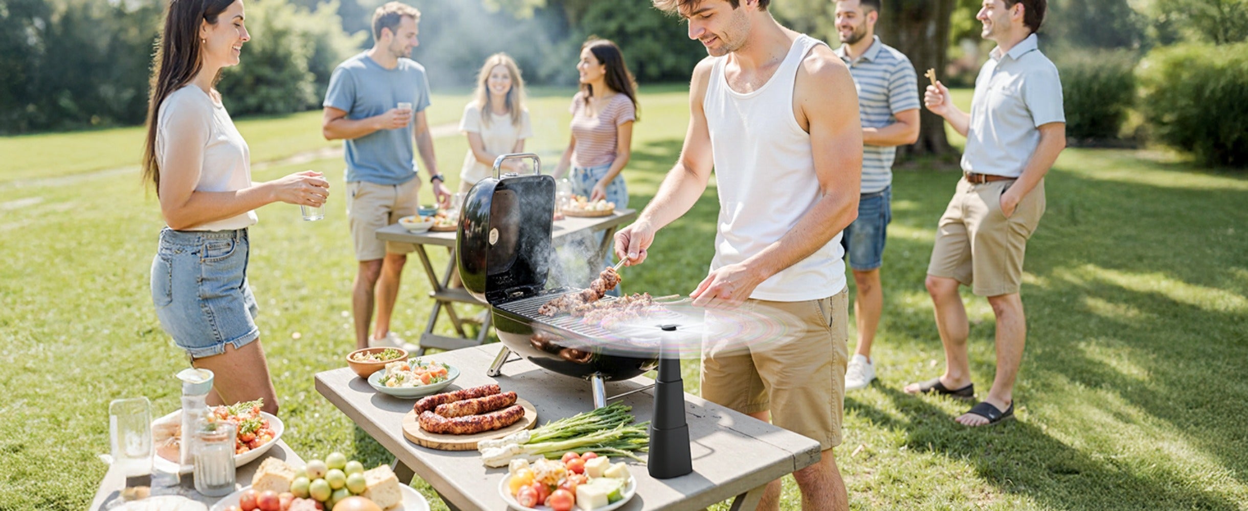 Outdoor Food Fan 4-Pack Battery Powered Silent Table Fan with Hook for Picnic BBQ Patio Party Restaurant Desktop Home Food Protection Black