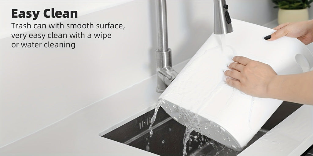 Small Bathroom Trash Can with Built-In Handles Rustproof Space Saving Plastic Waste Bin for Bathroom Laundry Office Includes Trash Bags