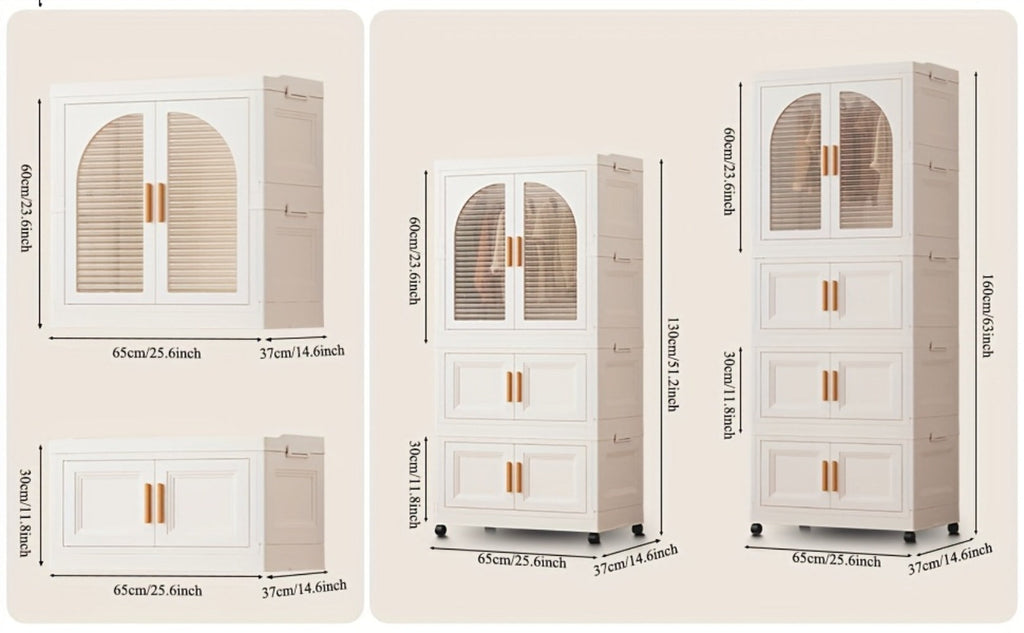 Folding Wardrobe Storage Cabinet on Wheels with Magnetic Door, Hanging Rod & Shelves ¨C 25.6¡± Wide Portable Closet Organizer