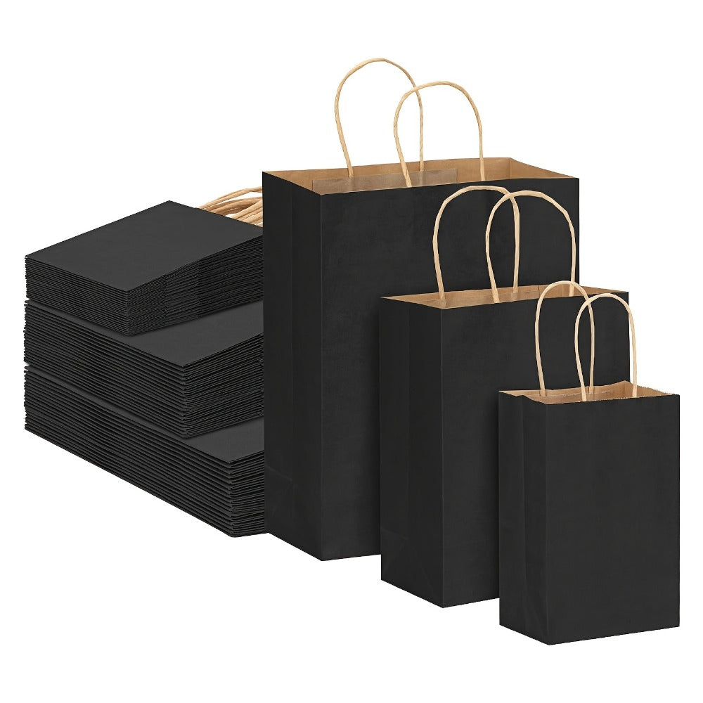 Kraft Paper Bags with Handles Bulk ¨C 75/90/120/210 Pcs Gift Bags 3 Sizes 110g Shopping Bags for Wedding Party Retail Favor Wrapping Easy Storage