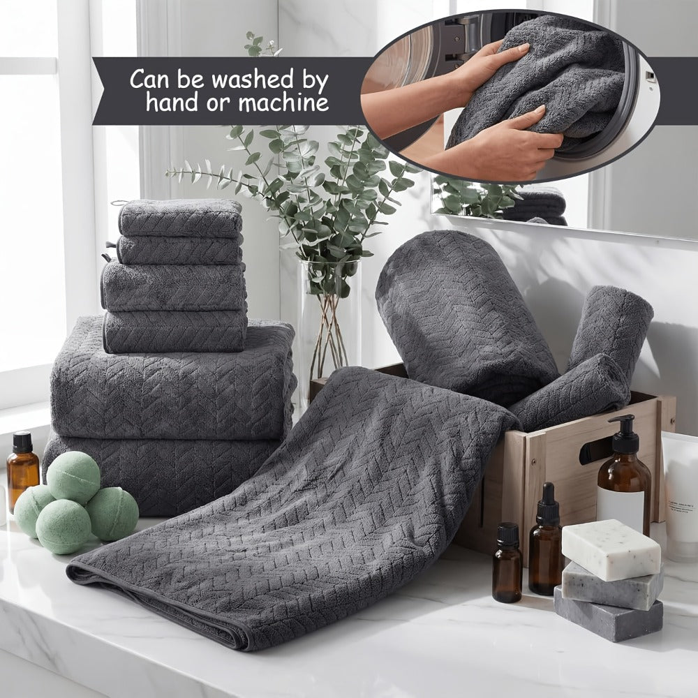Microfiber Bath Towel Set 18/20pcs - Coral Fleece Absorbent Quick Dry Soft Large Bath Towels for Home Bathroom Spa Gift with Washcloths Bath Ball