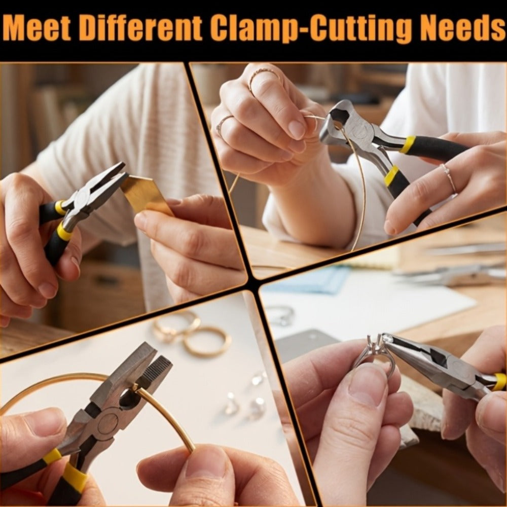 Jewelry Making Pliers Set 3/14pcs Tool Kit - Professional Round Nose, Flat Nose & Needle Nose Pliers, Wire Cutters, Tweezers, Scissors, Vernier Caliper, Storage Bag, for Beading, Wire Wrapping & DIY