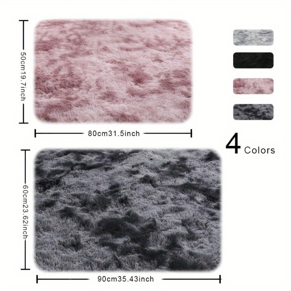 Tie-Dye Plush Area Rug Soft Non-Slip - Absorbent Machine Washable Fluffy Mat for Living Room Bedroom Bathroom, Modern Luxury Home Accent Rug, Dark Gray Black Light Gray Pink, 2 Sizes