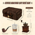 Manual Coffee Grinder Hand Grinder with 304 Stainless Steel Burr, Portable Square Coffee Mill for Travel, Camping, Office & Food Truck, Vintage & Brown Pipe Style, Perfect Coffee Gift Set