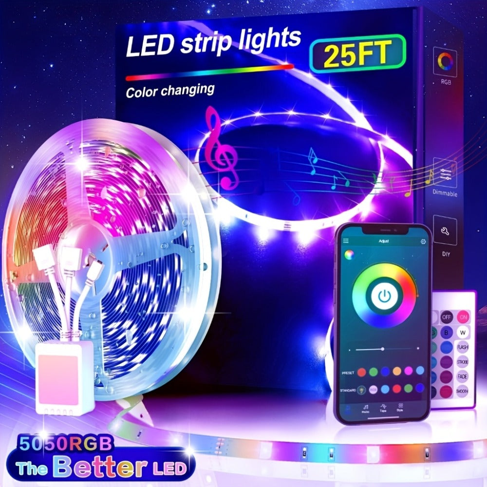 Smart LED Strip Lights 5050 RGB IC App & Remote Control, Music Sync Color Changing, for Bedroom Living Room Kitchen TV Home Decoration, Party Holiday Lighting ¨C 25ft 50ft 100ft 130ft 200ft Available