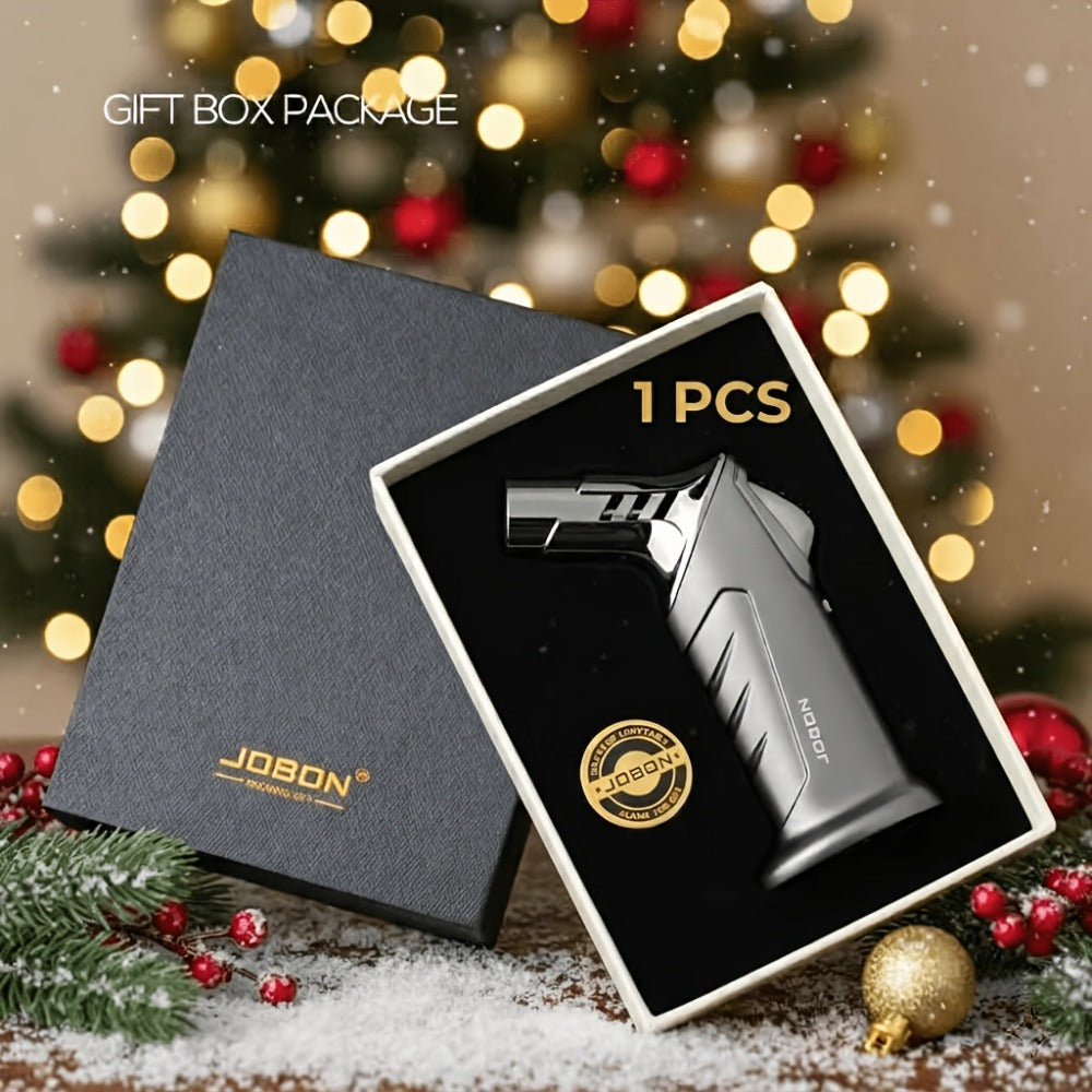 Butane Torch Lighter with Gift Box - Jobon Adjustable Flame Kitchen Torch, BBQ Camping Lighter for Men, Child Safety Lock, Windproof Refillable Jet Flame, Holiday Birthday Gift (Gas Not Included)