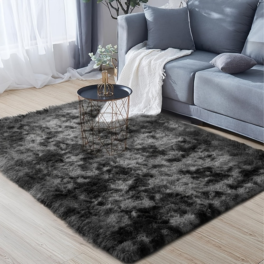 Fluffy Area Rug Tie-Dye Soft Carpet for Living Room Bedroom Office Thickened 1000g/©O Machine-Woven Indoor Mat Multi-Color Multi-Size Dark Gray Light Grey Khaki Pink Black White Purple