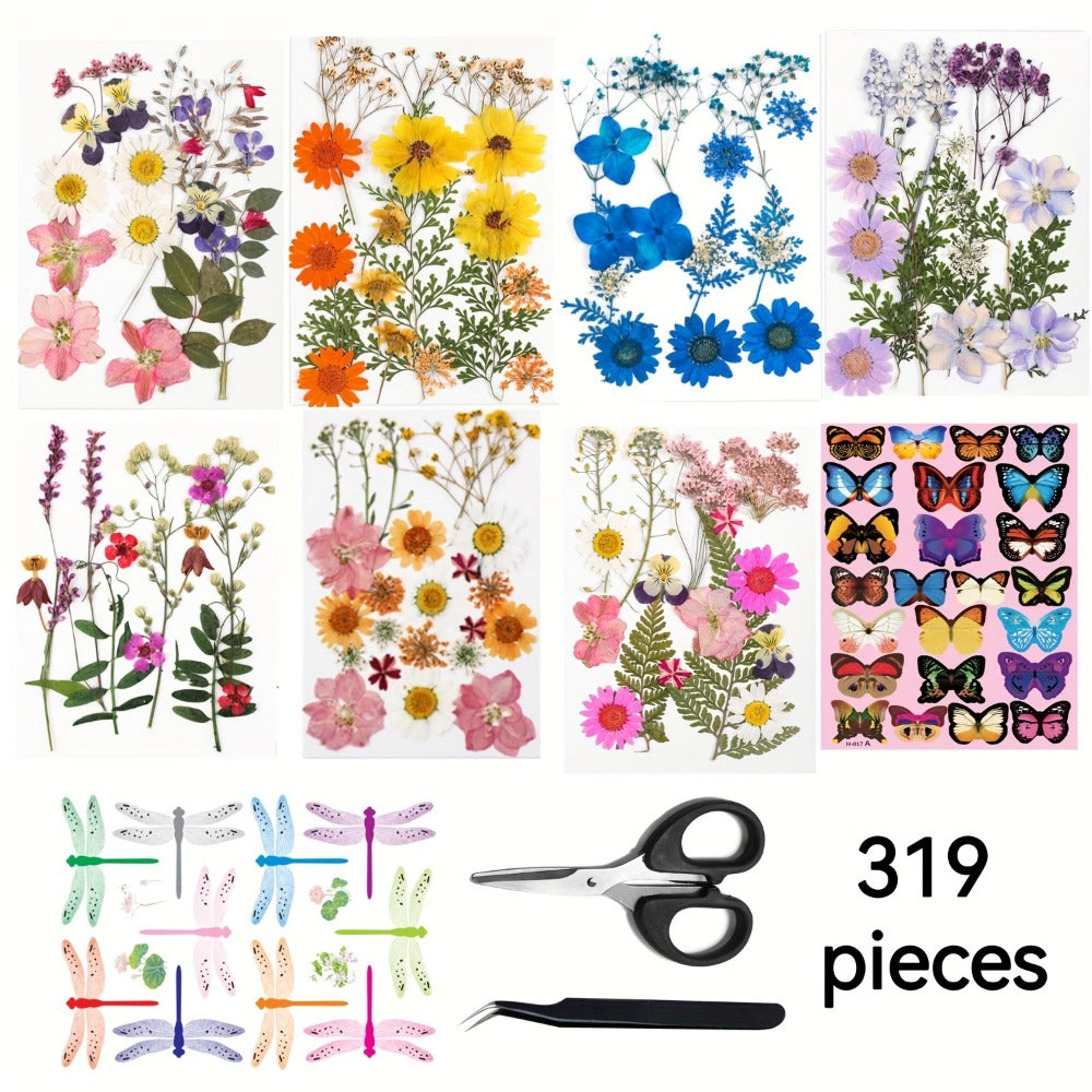 Dried Flower Set for Crafts ¨C Real Pressed Flowers for Resin, Scrapbooking, Epoxy Jewelry, Bookmarks, Wedding Cards & Art Decoration, 189 / 238 / 287 / 319 Pieces Mixed Variety Pack