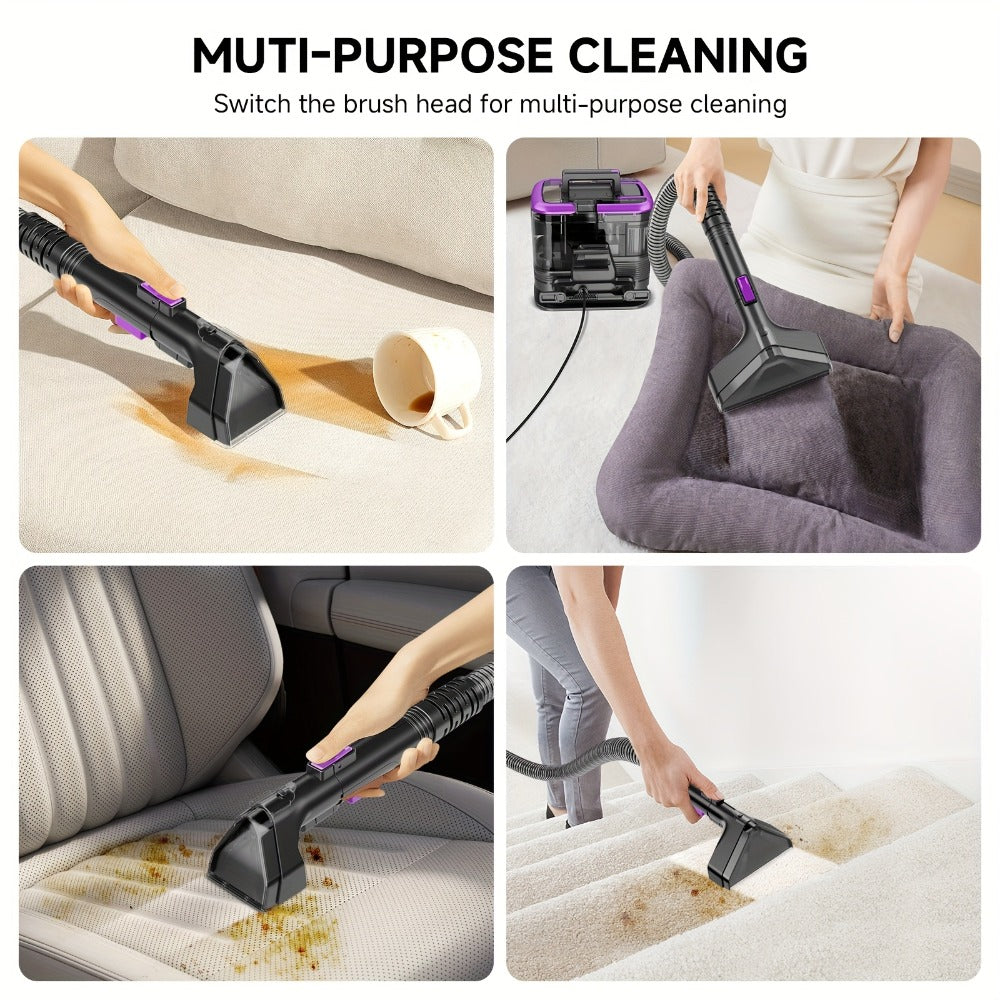 Portable Upholstery Cleaner Machine 30Kpa ¨C Carpet & Spot Cleaner with Dual Brush Head for Deep Stain Removal on Carpet, Couch, Car Seat, Stairs & Pet Messes