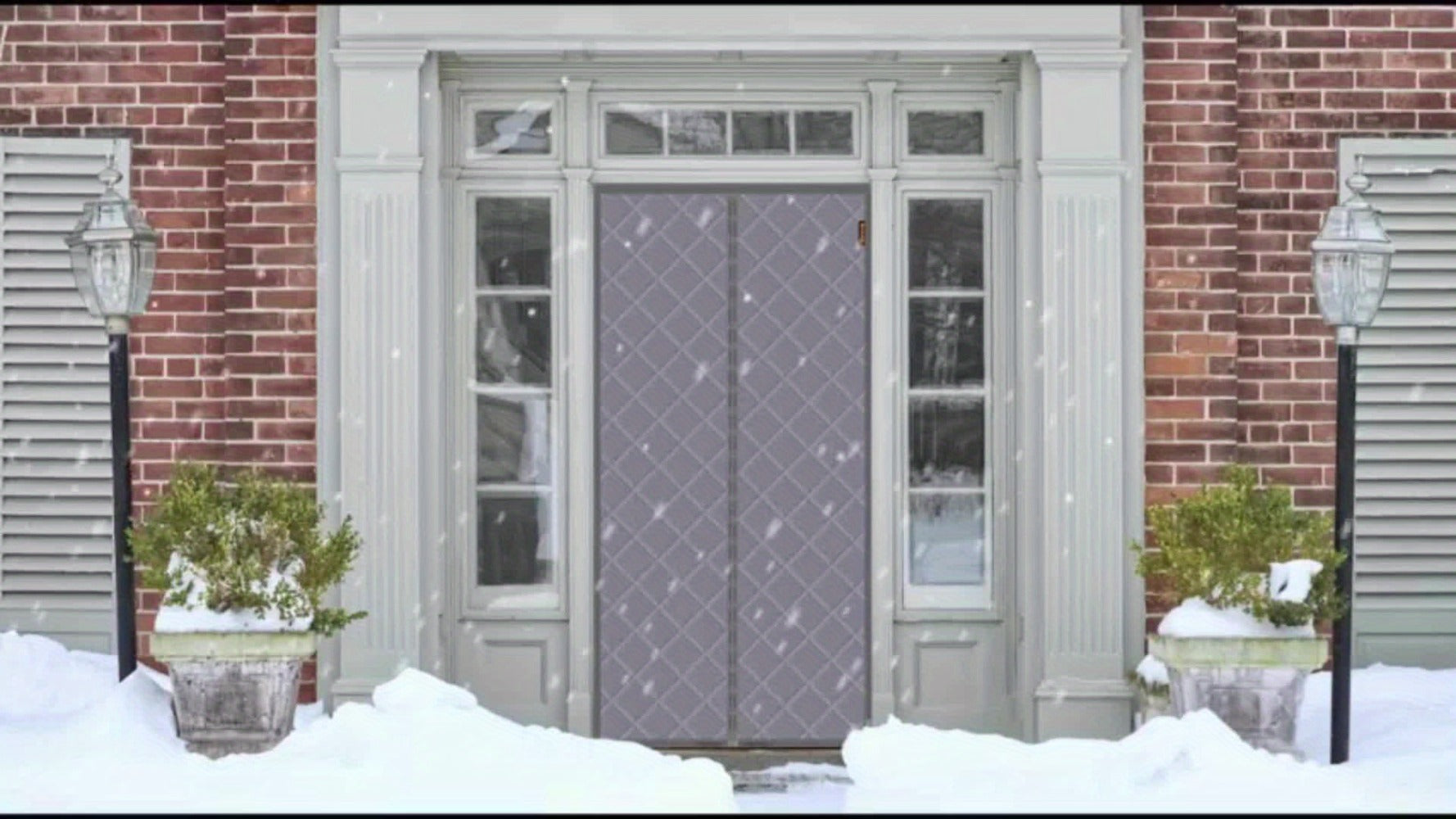 Thermal Insulated Door Curtain Magnetic Closure Knit Plaid Pattern ¨C Windproof Insulation Blanket for Front Door, Sliding Glass, Patio & French Doors, Keep Cold Out, Grey & Brown, Multiple Sizes