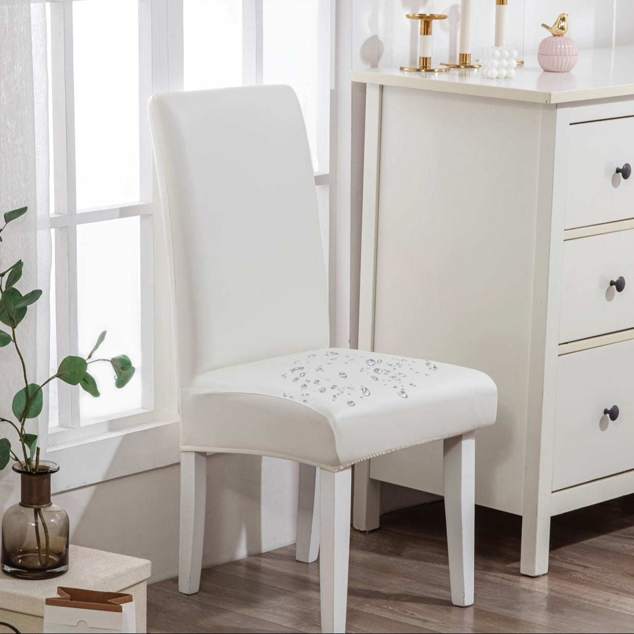 Dining Chair Covers Set of 4 6 Waterproof PU Leather Stretch Slipcover Oil Proof Universal Fit Chair Protector for Dining Room Kitchen Hotel Home Decor - 9 Colors