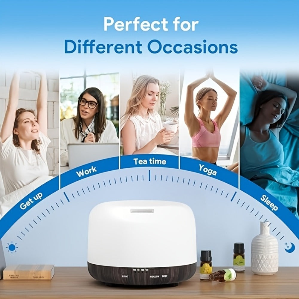 Essential Oil Diffuser 500ml with 10 Essential Oils 7 Color LED Aromatherapy Diffuser Humidifier Remote Control 4 Timer Settings Auto Shut-Off Ultra-Quiet for Home Office Bedroom Living Room Spa