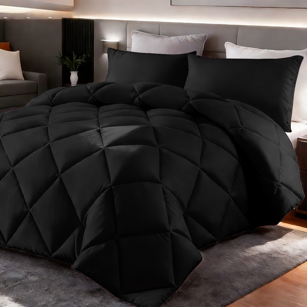 Comforter Set 2-3 Piece Rhombus Grid Luxury - Soft Lightweight Breathable Oversized Bedding Set with Pillowcases, All Season Twin Queen King, 24 Colors Available