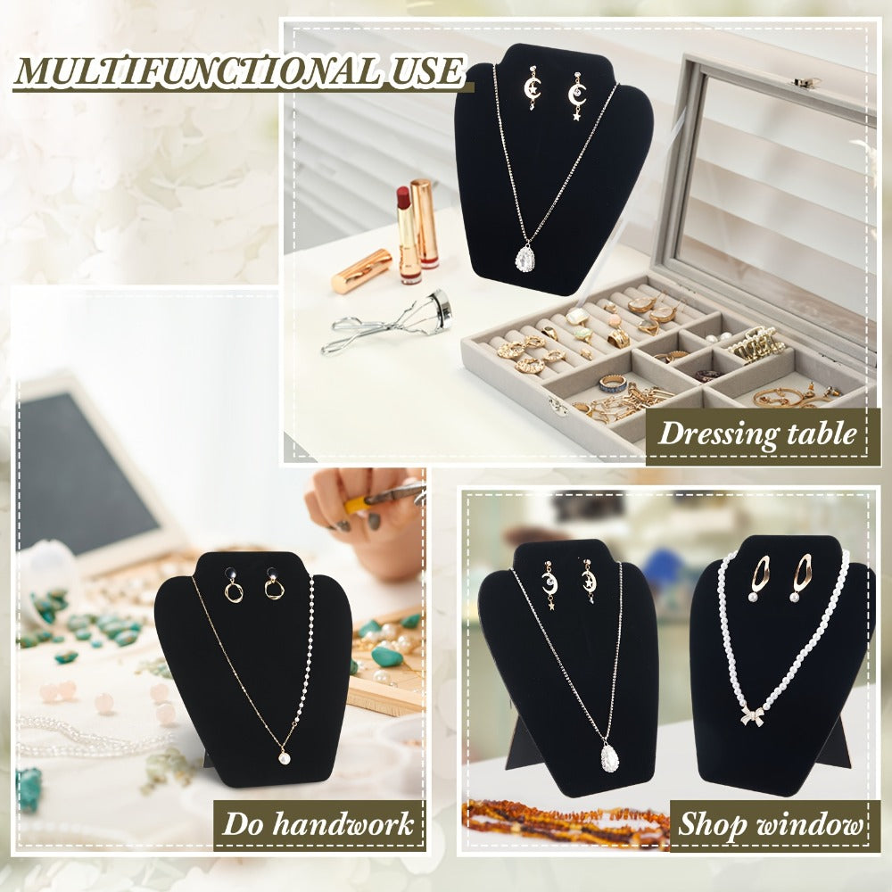 Necklace Display Stand Black Velvet 24pcs Collapsible Jewelry Easel Holder for Necklace Earrings Bracelet Home Store Jewelry Rack Tower Organizer 7.38'' x 8.25''