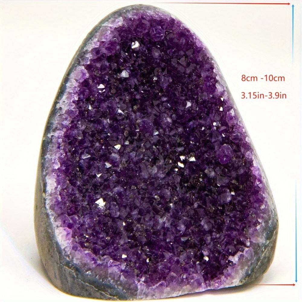 Amethyst Geode Natural Uruguayan Crystal | Polished Edge Display Stone for Home & Office Decor | Raw Crystal Cluster Specimen, Desk Accent, Healing Stone Gift, Tabletop Statement Piece 200-500g