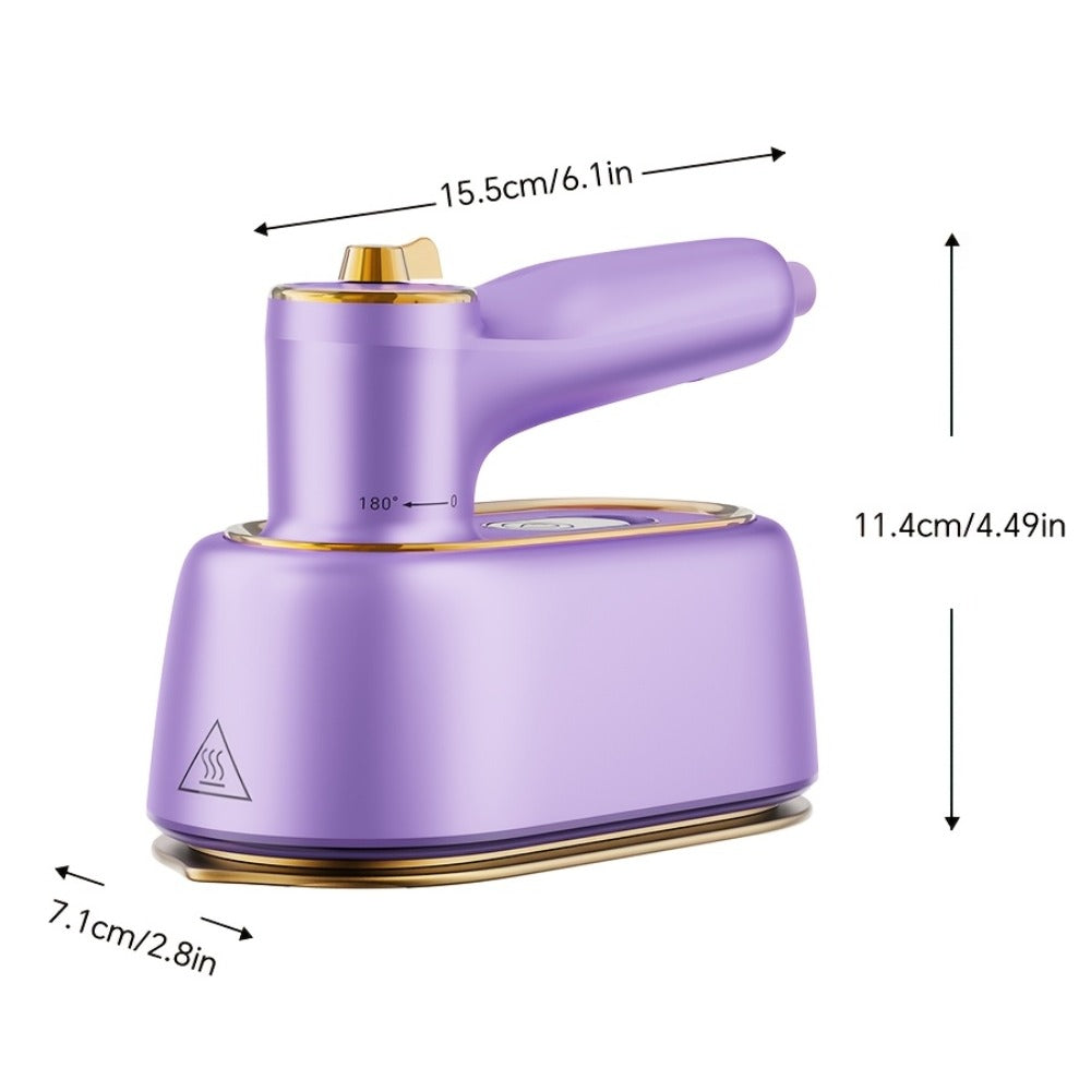 Mini Travel Steamer 2-in-1 Dry Steam Iron Foldable 180 Degree Handle 15-Second Heat 85ml Leak-Proof Tank ETL Certified for All Fabrics Home Travel Purple Black