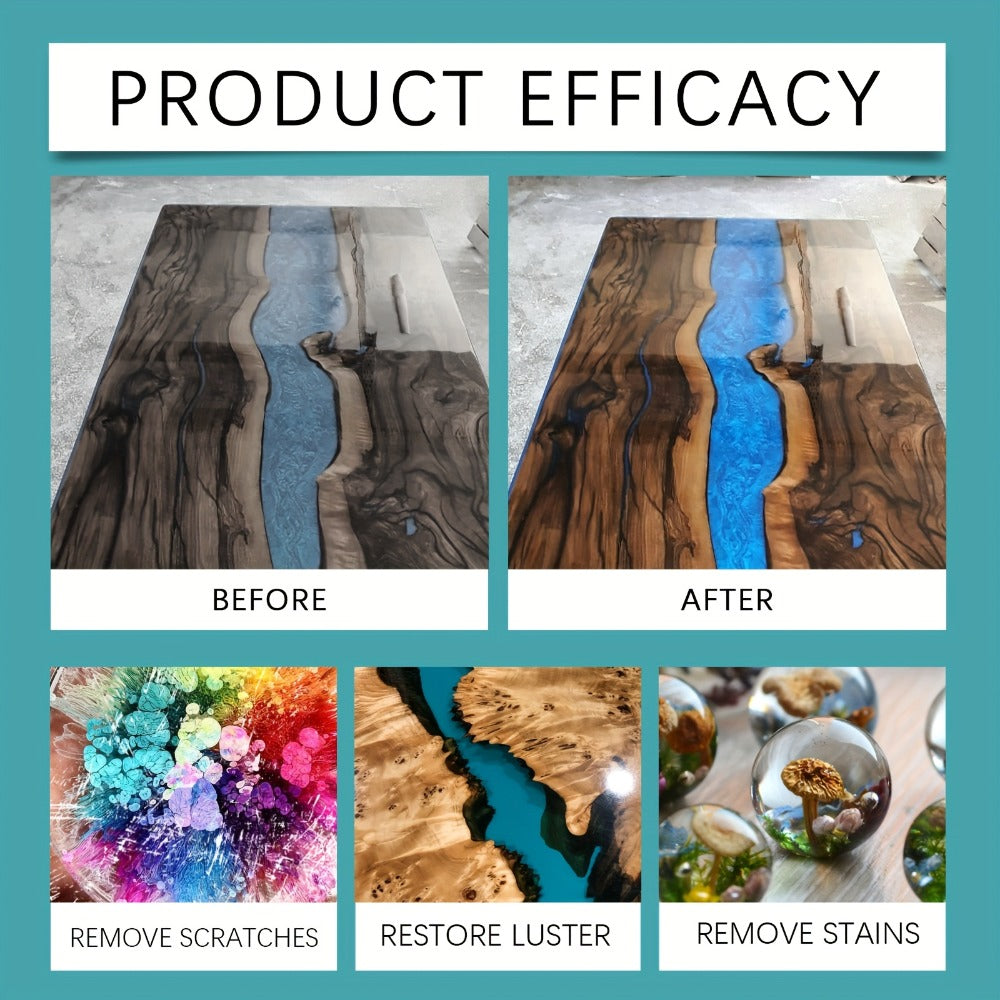 Epoxy Resin Polish & Cleaner 2pcs - Scratch Remover, High Gloss Restorer for Epoxy Surfaces