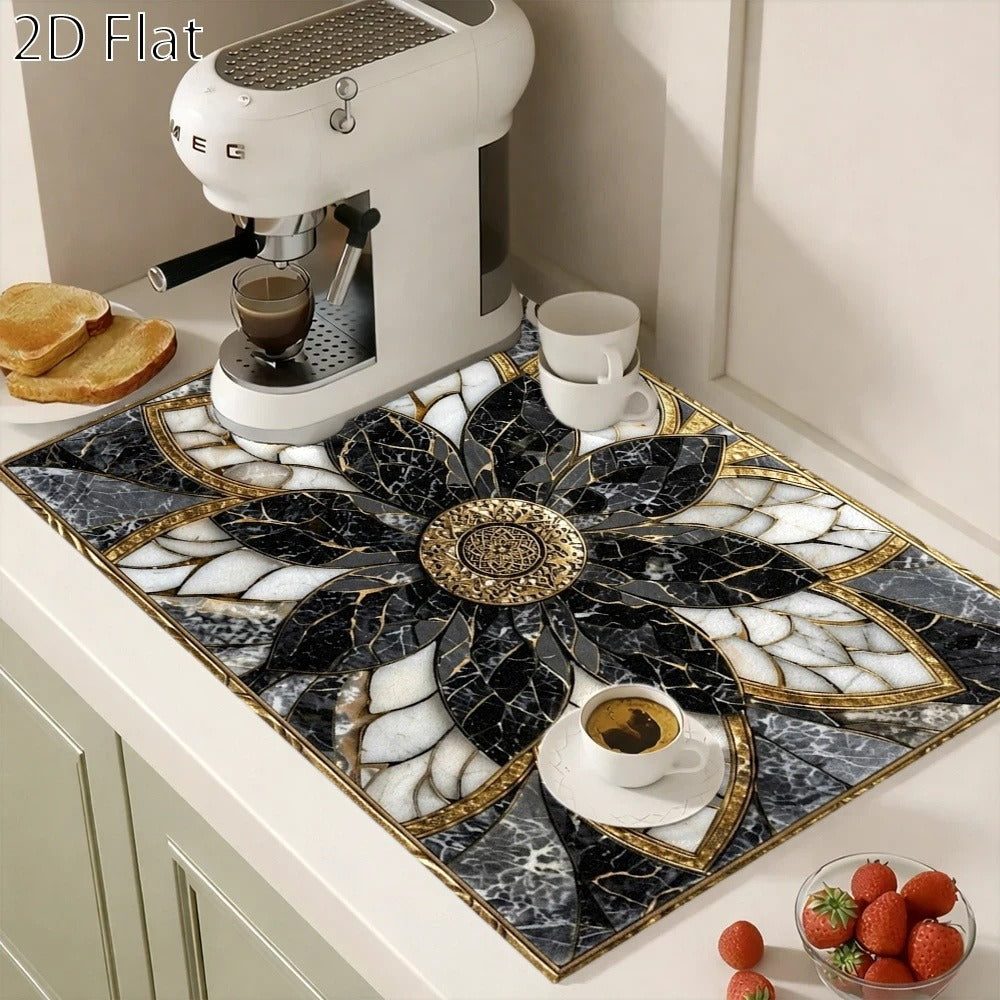Stove Protector Mat Heat Resistant Non-Stick Reusable Gas Stove Liner Marble Pattern for Gas Stove Glass Cooktop Induction Cooker Oven Washing Machine Top