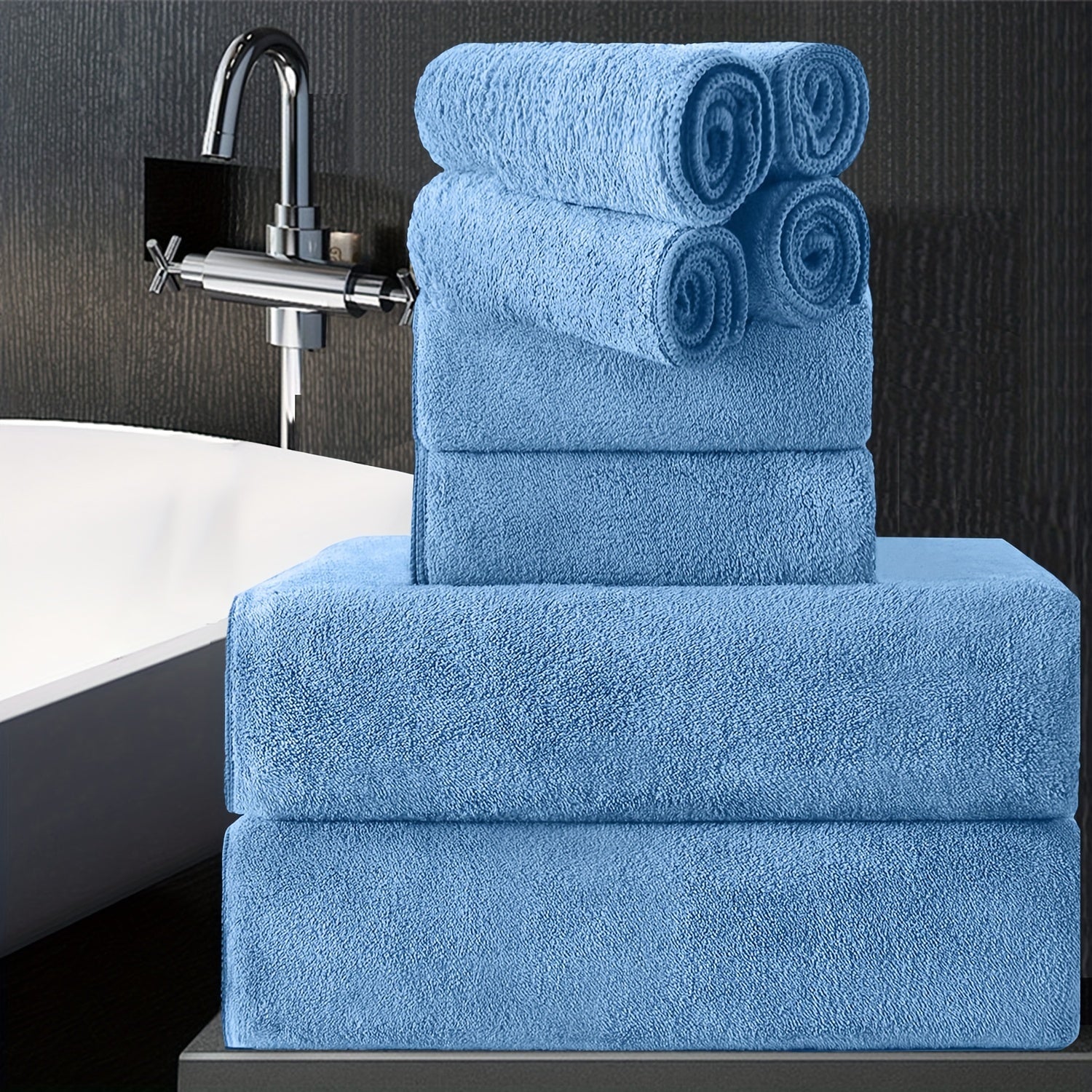 Extra Large Bath Towel Set 8 Piece 750GSM 35x70 Inch - Ultra Soft Luxury Thick Lightweight Highly Absorbent Fast Dry Oversized Bath Sheet | 15 Colors | Bathroom Gym Daily Use Adult