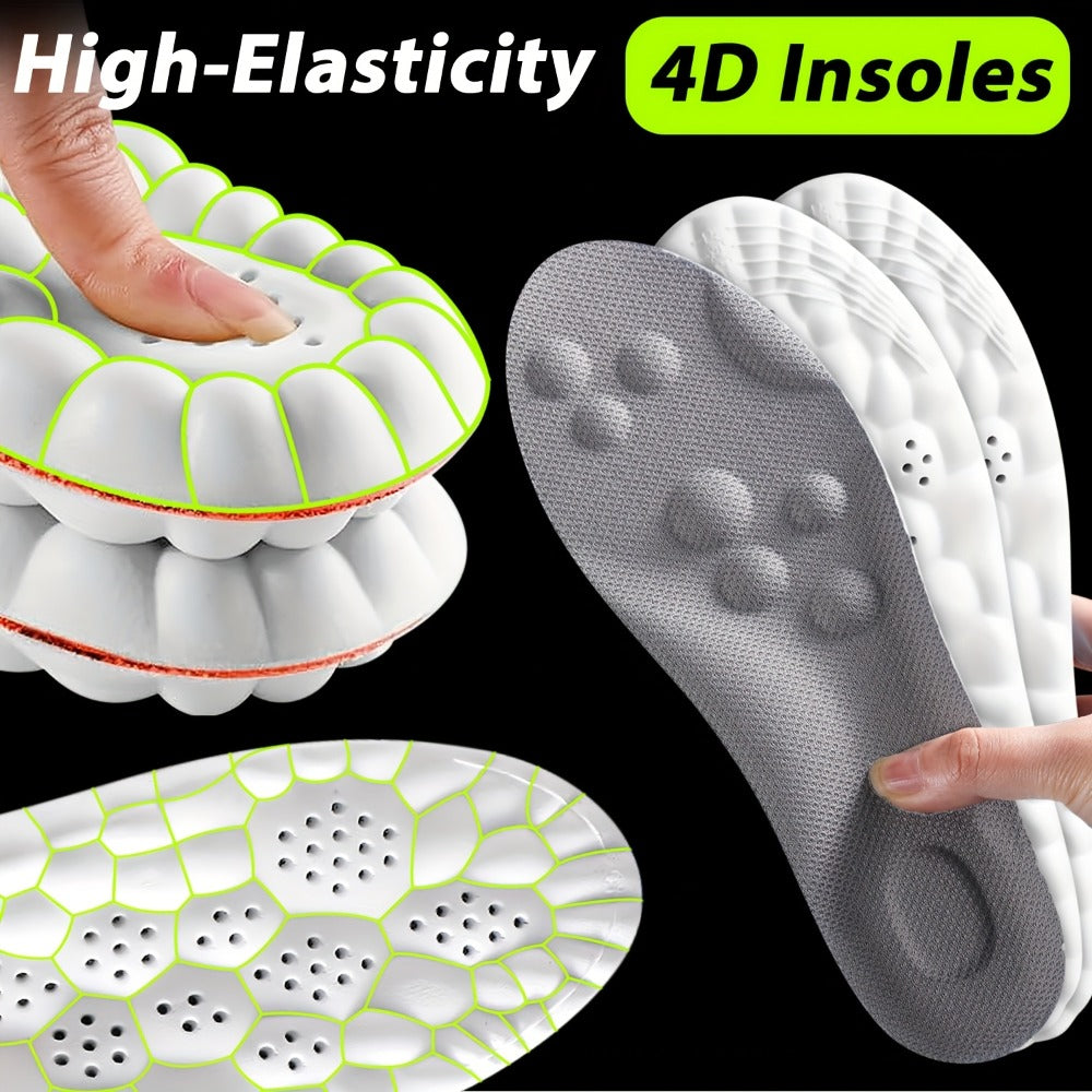 Memory Foam Insoles 3 Pairs - 4D High Elasticity Shoe Inserts for Men and Women, Breathable Comfort Insoles for Work, Sports, Walking, Standing All Day